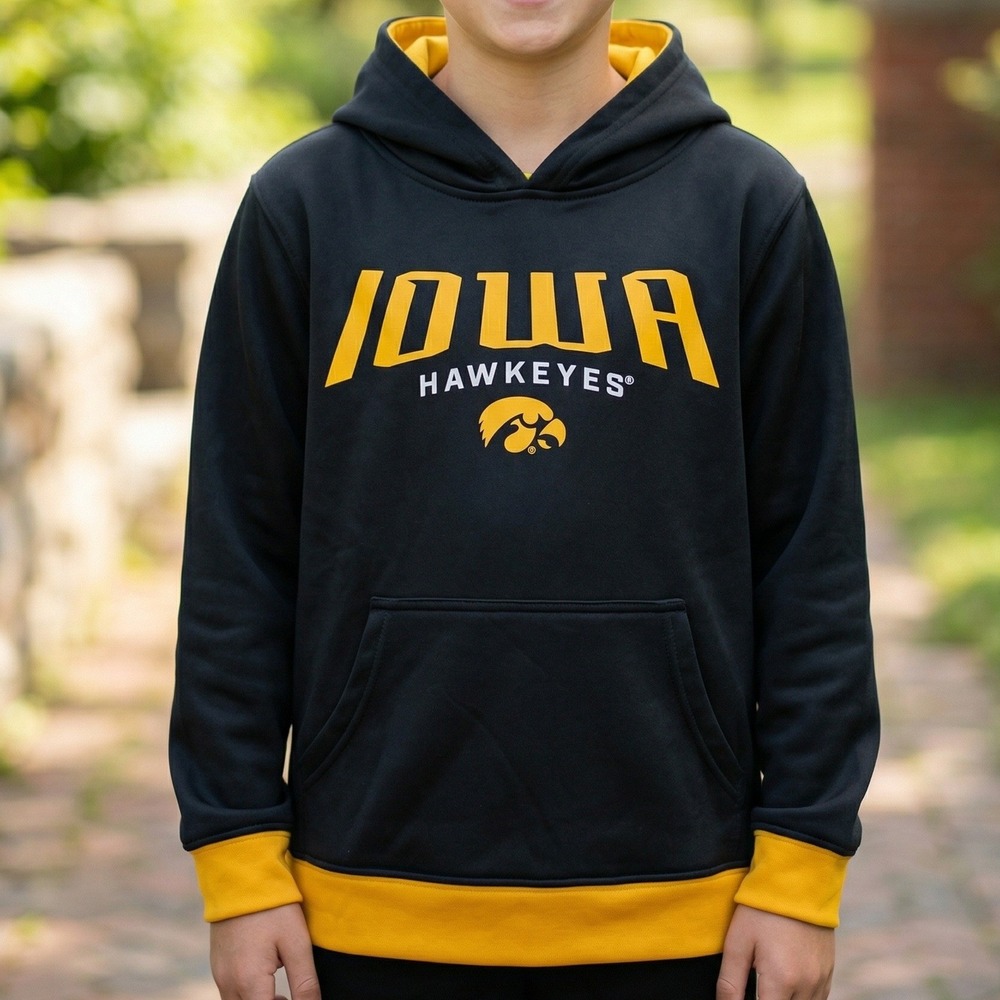 Rivalry Threads Iowa Hawkeyes Kids Black Gold Pullover Hoodie Sweatshirt‎ 4336
